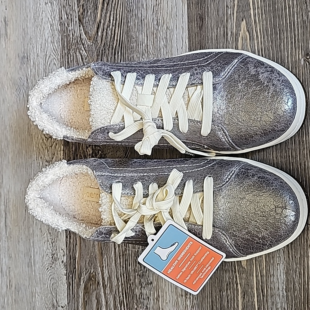 aetrex Blake Comfort Sneakers Size 9/9.5 Cozy Silver - Picture 12 of 12